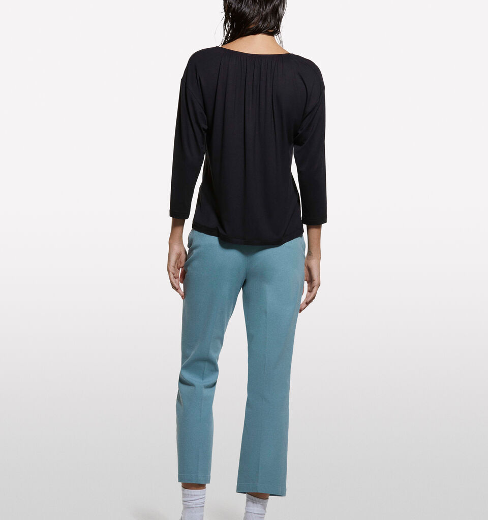 Black t-shirt with curl - women's long sleeve t-shirts - Black | Sisley image number 2